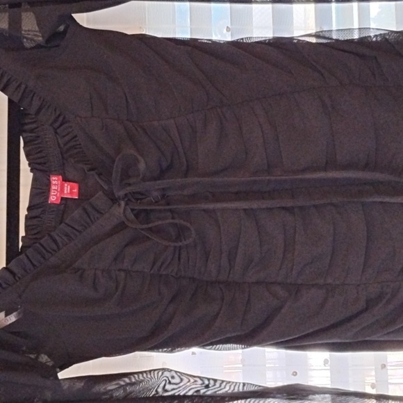 GUESS Womens Black Mesh Corset Tie Up, Long Sleeve Dress, Size: L - Picture 11 of 14